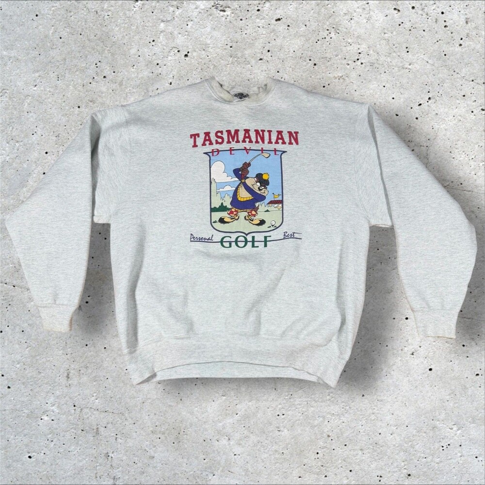 Vtg 1991 Taz Tasmanian Devil Golf Sweatshirt XL Acme Clothing Looney Tunes